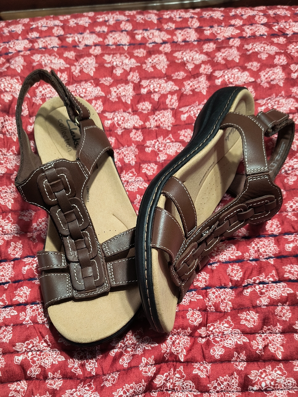 NEW Clarks Brown Leather Laurieann Kay Casual Slingback Sandals